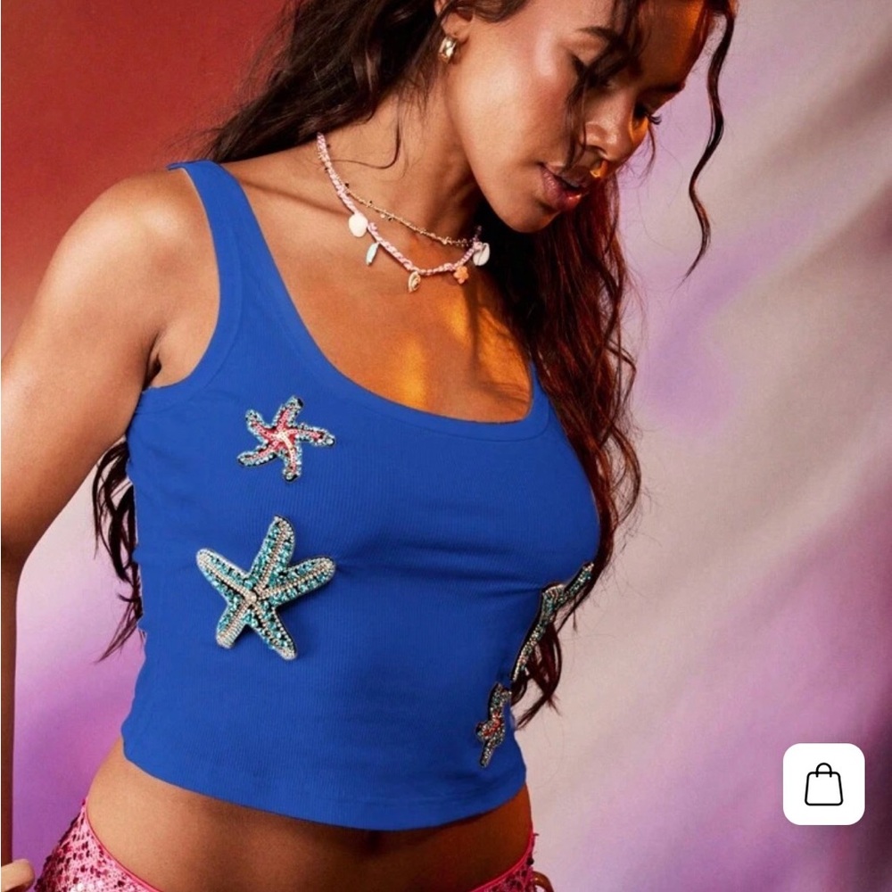Missguided Blue Embellished Crop Top